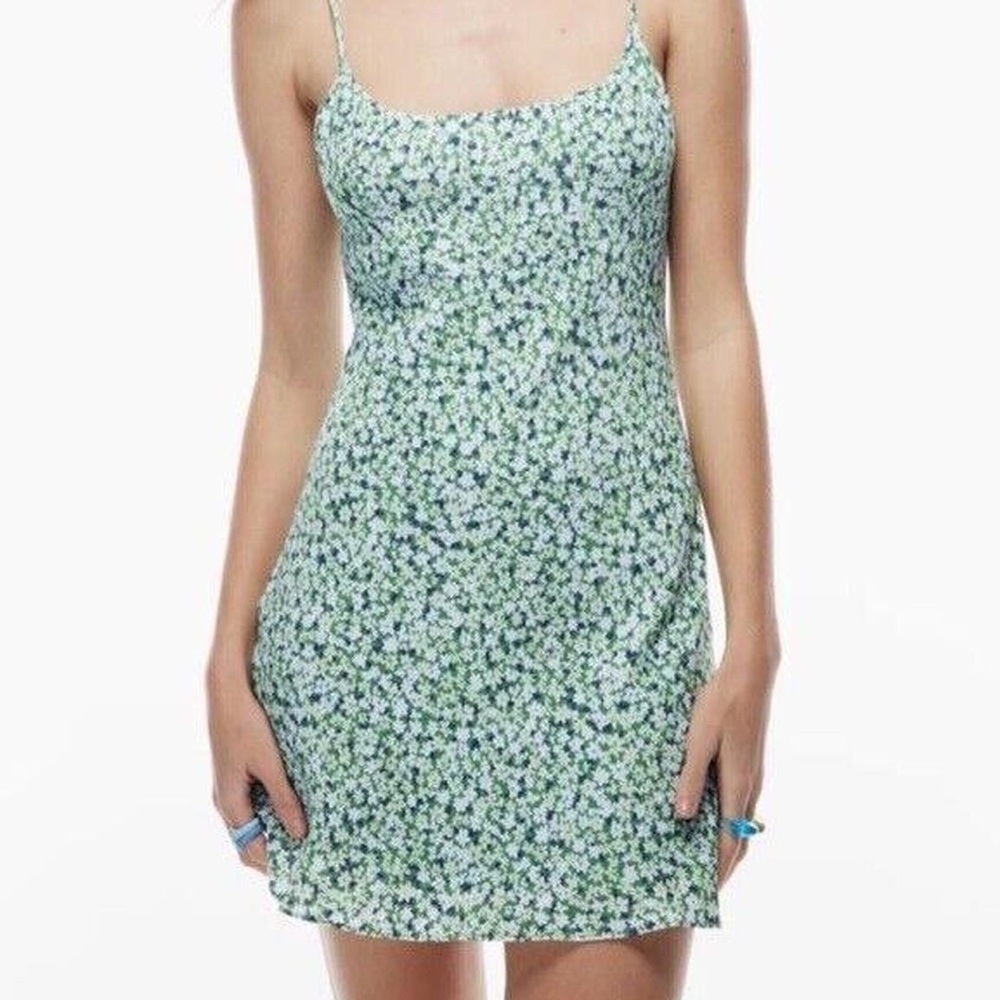 Aritzia Green Floral Mini Dress